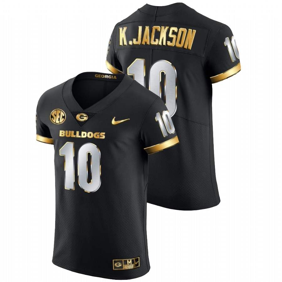 Georgia Bulldogs Men's NCAA Kearis Jackson #10 Black Golden Diamond Edition Authentic College Football Jersey RES8149JQ